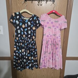 Dot Dot Smile Cartoon Print Dresses - Black and Pink